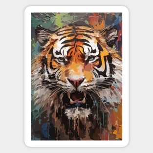 Growling Tiger Face Watercolor Painting Abstract Art Sticker